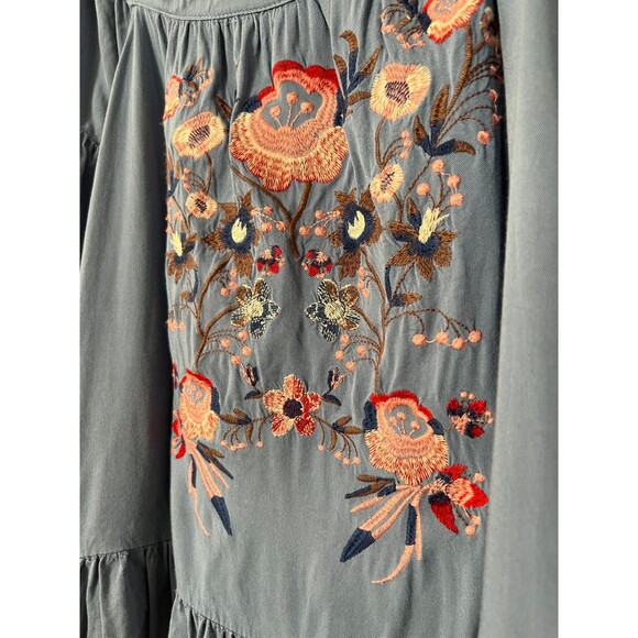 Umgee Blue Off Shoulder Embroidered Floral Ruffle Top - Women's M - Picture 3 of 9